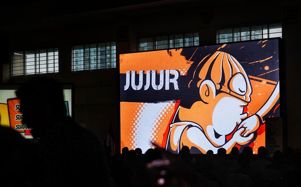 Salah satu film animasi pendek berjudul Terciduk ! yang diputar dalam acara Anti Corruption Film Festival 2023 (ACFFEST 2023) di Aula Juang KPK, Jakarta, Jumat (5/5/2023).
