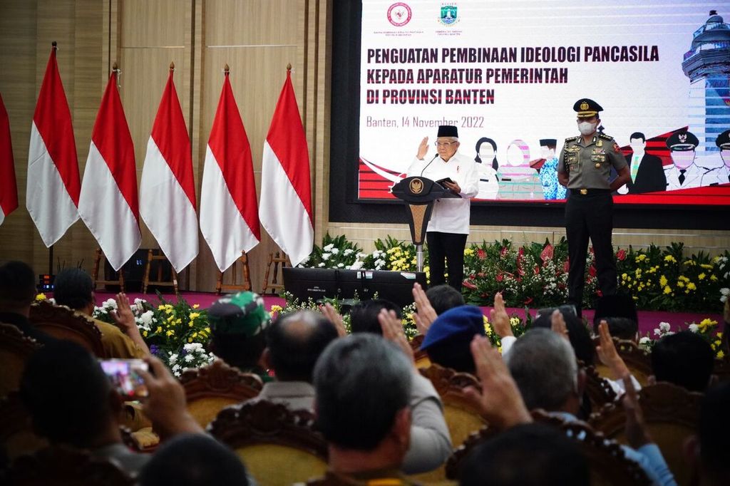 Wakil Presiden Ma’ruf Amin di Serang, Banten, Senin (14/11/2022).