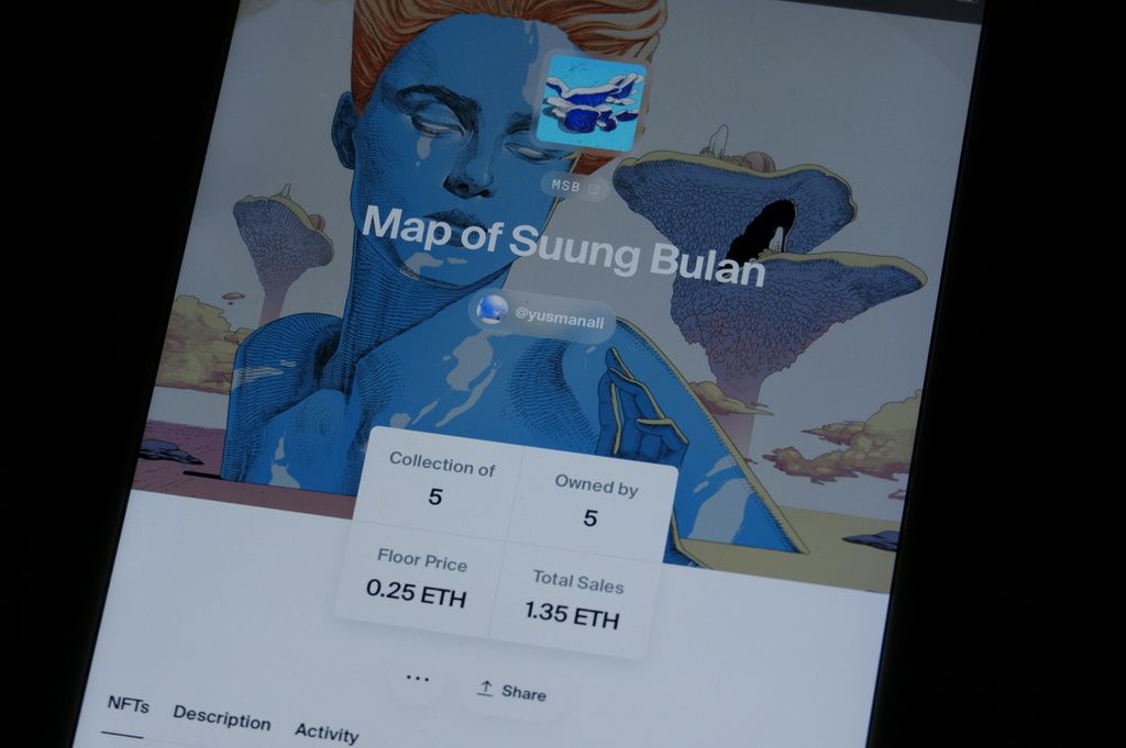 Tangkapan layar dari koleksi ilustrasi “Map of Suung Bulan” dari Yusman Ali, kreator NFT asal Bandung, Jawa Barat. Foto diambil pada Jumat (10/6/2022).