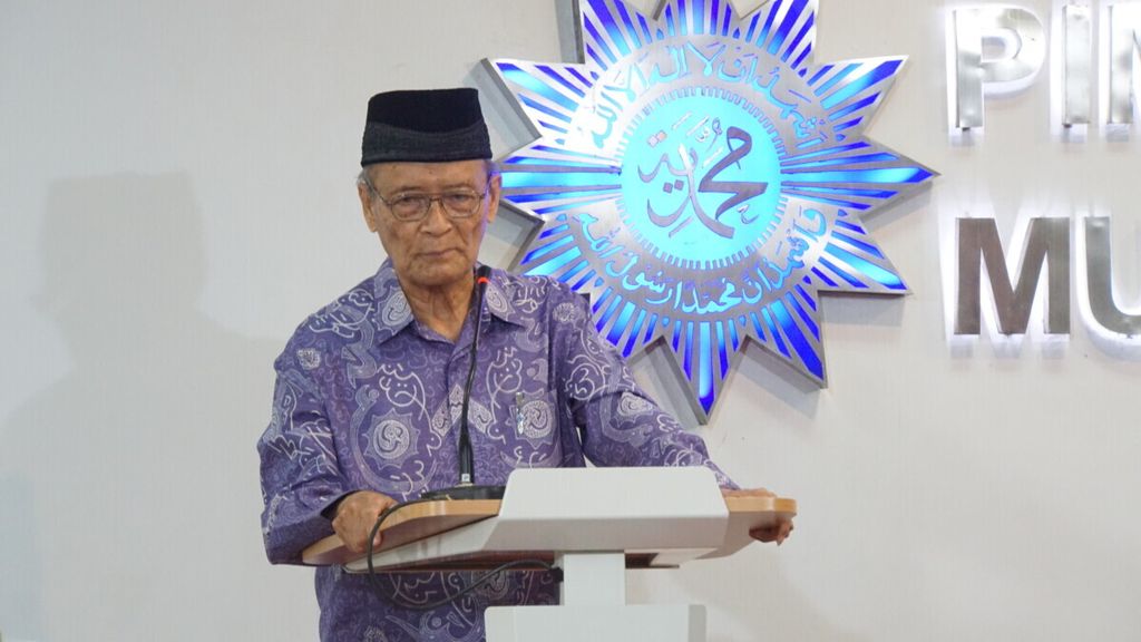 Ahmad Syafii Maarif, Mantan Ketua PP Muhammadiyah, saat memberikan pidato dalam acara Silaturami Keluarga Besar Muhammadiyah di Yogyakarta, Rabu (5/6/2019).
