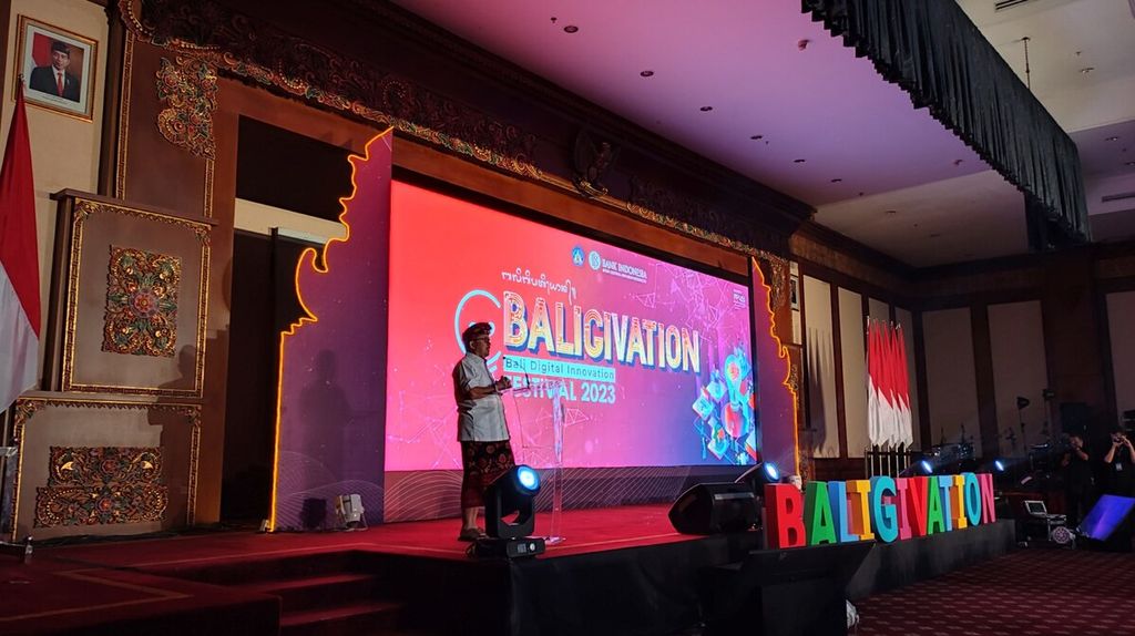 Bank Indonesia menggelar Bali Digital Innovation (Baligivation) Festival 2023, Kamis (9/3/2023). Kepala Kantor Perwakilan Bank Indonesia Bali Trisno Nugroho memberikan sambutan dalam pembukaan festival tersebut.
