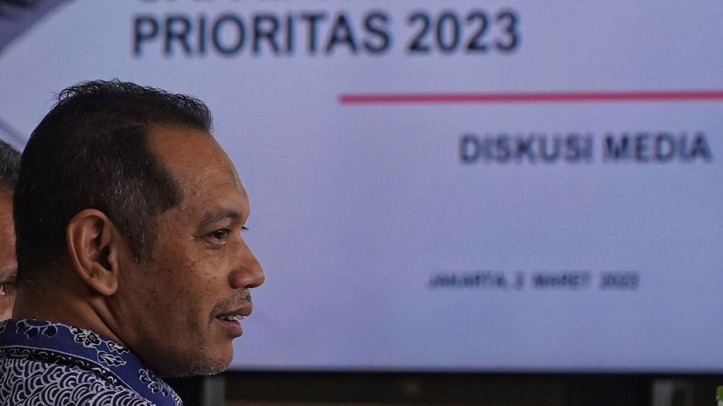 Wakil Ketua KPK Nurul Ghufron saat hadir dalam acara diskusi dan penyampaian Capaian Kinerja Tahun 2022 dan Program Prioritas KPK di Tahun 2023 di Gedung Juang Komisi Pemberantasan Korupsi, Jakarta, Kamis (2/3/2023). 