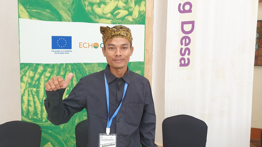 Zainul Haris (30), petani muda asal Dusun Batu Sela, Desa Dara Kunci, Kecamatan Sambelia, Lombok Timur, yang sukses bertani cabai saat ditemui di sela acara ECHO-Green di Hotel Grand Sahid, Jakarta, Senin (27/2/2023).
