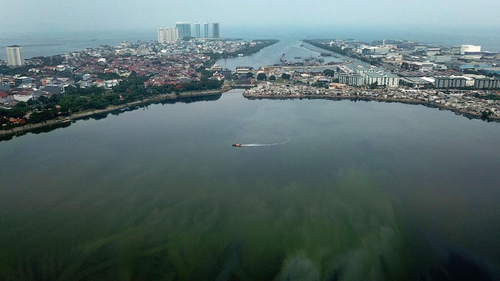 Kapal yang digunakan petugas untuk membersihkan Waduk Pluit dari sampah, di Jakarta Utara, Selasa (11/12/2018). Sebagai salah satu waduk yang berfungsi untuk pengendali banjir, Waduk Pluit terus dikeruk dan dibersihkan dari gulma seperti, tanaman eceng gondok.