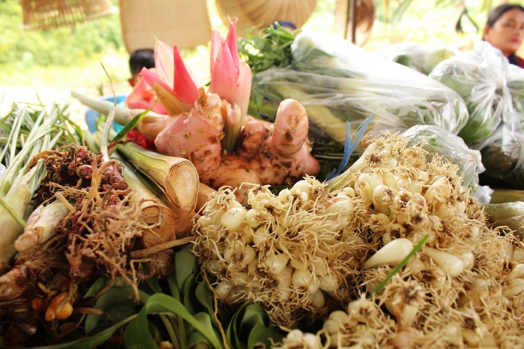 Beragam jenis sayuran dan bumbu yang dibudidayakan masyarakat Dayak Ngaju di Tumbang Oroi, Kabupaten Gunung Mas, Kalimantan Tengah, ditunjukkan dalam peringatan Hari Tani Nasional 2022 pada Sabtu (24/9/2022) lalu.