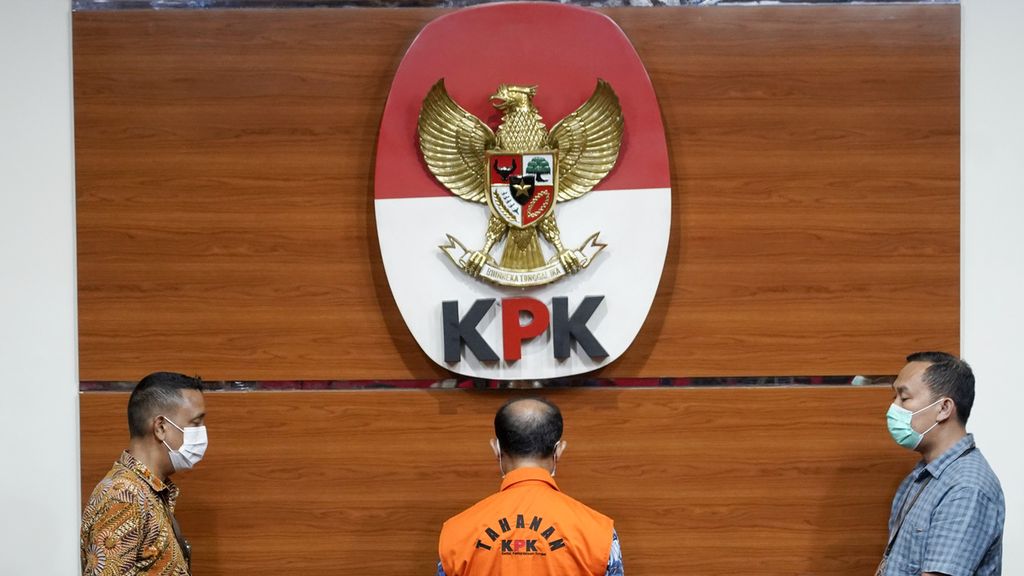 Suasana saat ekspose tersangka Hakim Agung Gazalba Saleh di Komisi Pemberantasan Korupsi (KPK), Jakarta, Kamis (8/12/2022). 