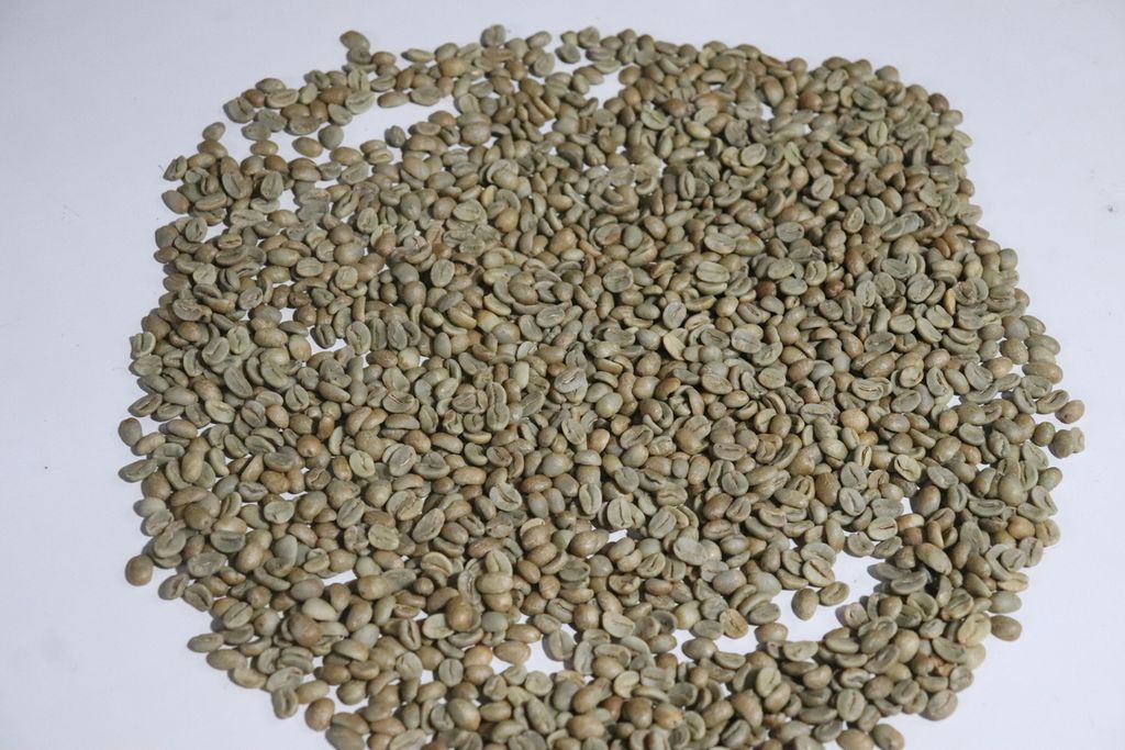 Tampak kopi yang sudah selesai disortir untuk seterusnya disimpan sebelum dikirim ke pembeli luar negeri di Desa Dombu, Sigi, Sulteng, Rabu (13/7/2022).
