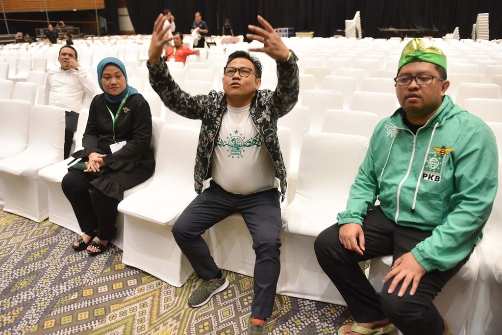 Ketua Umum DPP PKB Muhaimin Iskandar atau yang biasa disapa Cak Imin meninjau lokasi Muktamar V PKB di Kawasan Nusa Dua, Badung, Bali, Senin (19/8/2019). Muktamar V PKB yang akan berlangsung pada 20-22 Agustus 2019 tersebut akan dihadiri sekitar 3.000 peserta ditambah 1.000 kiai dari berbagai pelosok negeri.