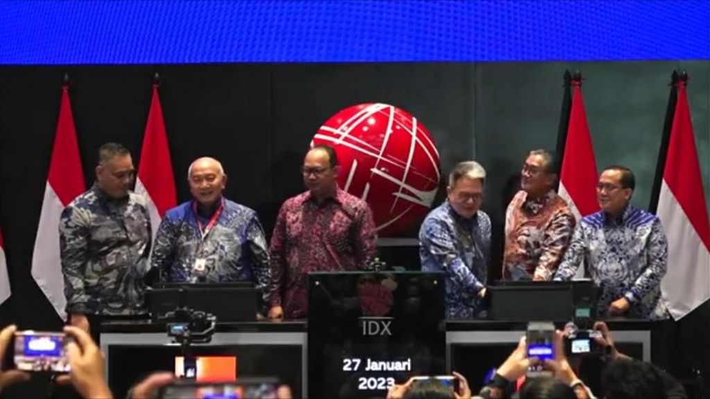 Acara Seremoni Pencatatan Perdana Saham PT Jasa Berdikari Logistics Tbk (LAJU), di Jakarta, Jumat (27/1/2023).