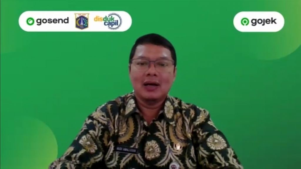 Kepala Dinas Kependudukan dan Pencatatan Sipil Provinsi DKI Jakarta Budi Awaludin dalam kegiatan diskusi seputar kolaborasi antara Gojek dan Disdukcapil DKI Jakarta pada Kamis (12/5/2022).