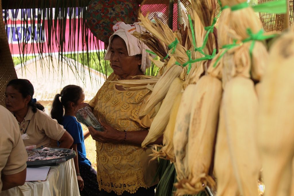 Warga Tumbang Oroi, Kabupaten Gunung Mas, Kalimantan Tengah, menyiapkan benih-benih tanaman lokal khas Dayak yang diambil dari lingkungan sekitar mereka, termasuk hutan yang kian sempit, pada Minggu (24/9/2022).