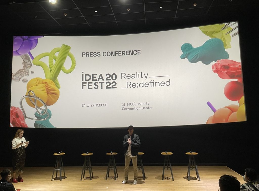 Chief Executive Officer Samara Media and Entertainment Ben Soebiakto mengutarakan optimisme industri kreatif di tengah resesi dalam acara konferensi pers IdeaFest 2022 di Jakarta, Rabu (5/10/2022).