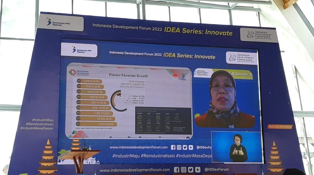 Kementerian PPN/Bappenas mengadakan acara Indonesia Development Forum 2022 dengan tajuk IDEA Series: Innovate di Kuta, Badung, Bali, Jumat (3/6/2022). 