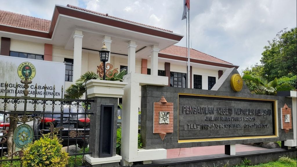 Gedung Pengadilan Negeri Kepanjen di Jalan Panji, Penarukan, Kepanjen, Kabupaten Malang, Jawa Timur, Selasa (14/2/2023).