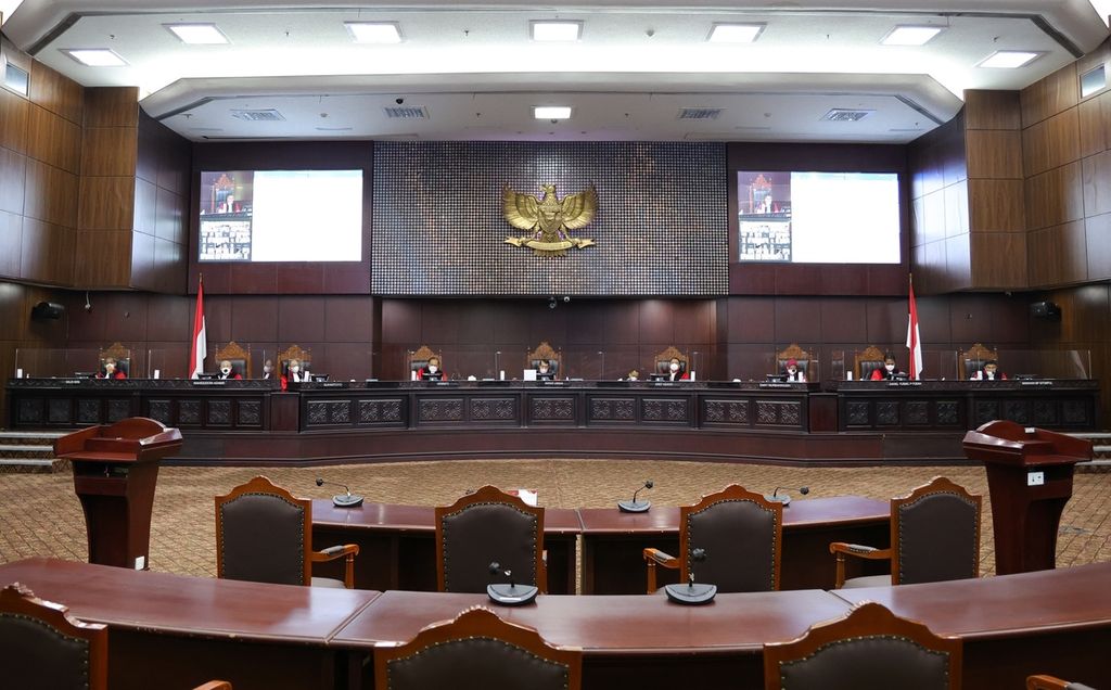 Suasana sidang di Mahkamah Konstitusi (MK), Jakarta, Rabu (20/7/2022). 