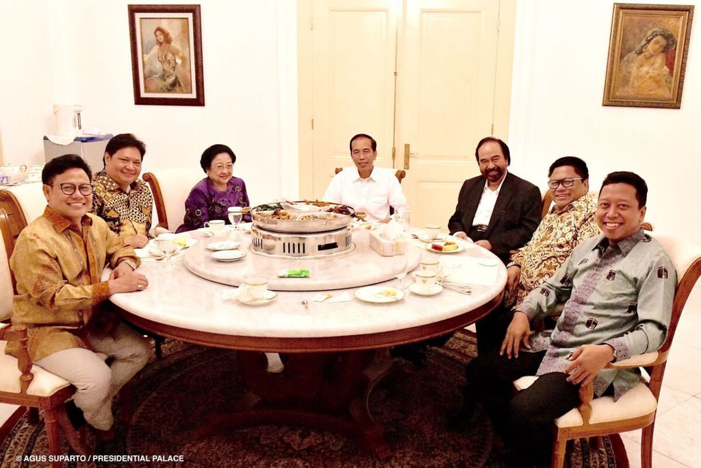 Presiden Joko Widodo dan para ketua umum partai politik pengusung Jokowi dalam Pemilihan Presiden 2019.
