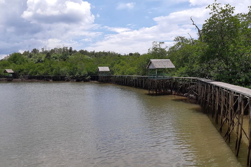 Pemandangan wisata hutan mangrove di Desa Mentawir, Kecamatan Sepaku, Penajam Paser Utara, Kalimantan Timur, Minggu (18/9/2022).