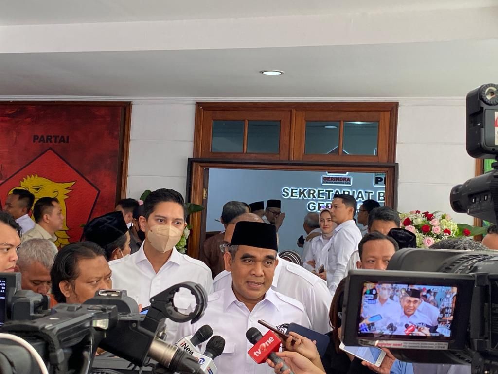 Sekjen Gerindra Ahmad Muzani usai peresmian Sekretariat Bersama Gerindra-PKB di Jakarta, Senin (23/1/2023).