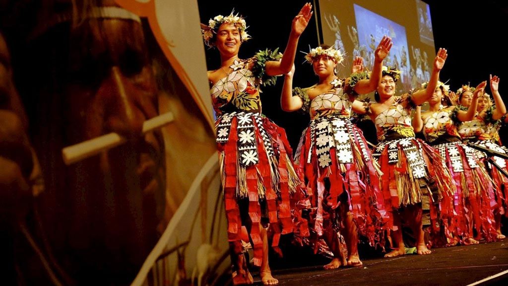 Tarian tradisional asal Tuvalu turut ditampilkan pada acara Eksposisi Pasifik 2019 di Auckland, Selandia Baru, Sabtu (13/7/2019). Dalam acara yang diinisiasi Pemerintah Indonesia itu, turut ditampilkan aneka kesenian dari sejumlah negara di kawasan Pasifik.