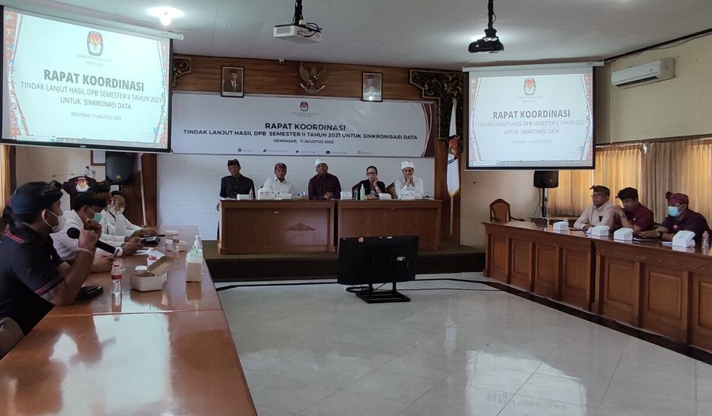 KPU Provinsi Bali menggelar Rapat Koordinasi Tindak Lanjut Hasil Daftar Pemilih Berkelanjutan (DPB) Semester II 2021 Untuk Sinkronisasi Data di KPU Provinsi Bali, Kota Denpasar, Kamis (11/8/2022). 