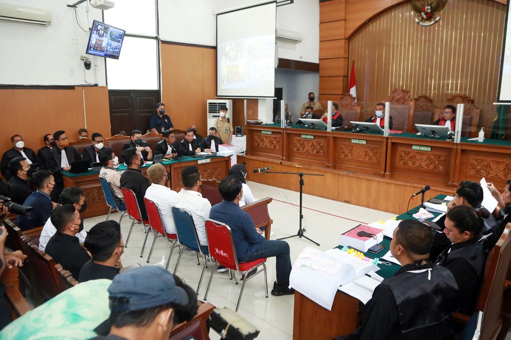 Suasana sidang pemeriksaan 11 saksi terdakwa kasus pembunuhan Brigadir J (Nofriansyah Yosua Hutabarat) di Pengadilan Negeri Jakarta Setalan, Senin (31/10/2022). 