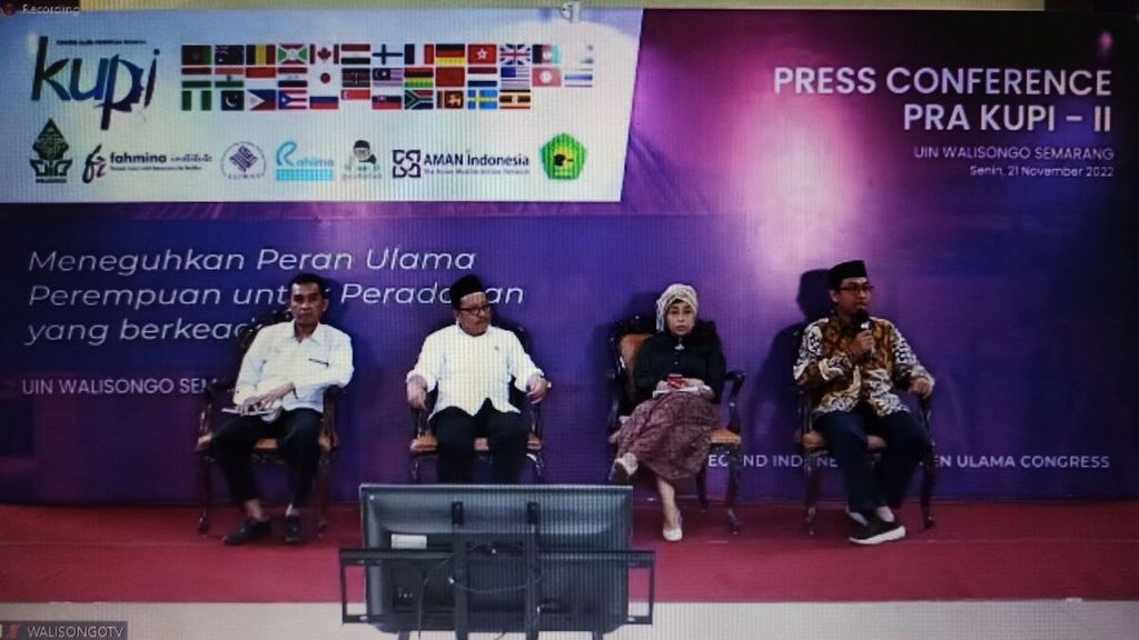 Konferensi pers daring tentang acara Kongres Ulama Perempuan Indonesia (KUPI) II di Semarang dan Jepara, Jawa Tengah, yang akan diselenggarakan pada Rabu-Sabtu (23-26/11/2022). 