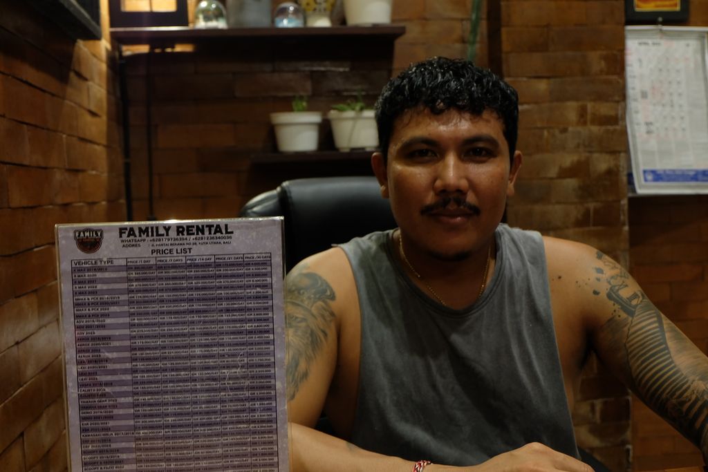 The owner of the Family Rental motorcycle business, I Made Wira Atmaja, when met in Canggu, North Kuta, Badung Regency, Bali, Thursday (6/4/2023).