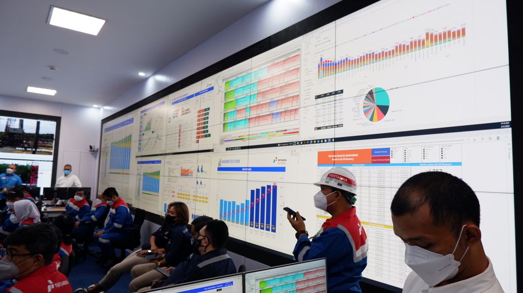 Suasana di Digital & Innovation Center (DICE) Pertamina Hulu Rokan, Pekanbaru, Riau, Senin (8/8/2022). Pertamina Hulu Rokan sejak Agustus 2021 mengelola Blok Rokan setelah dialih kelola dari Chevron.